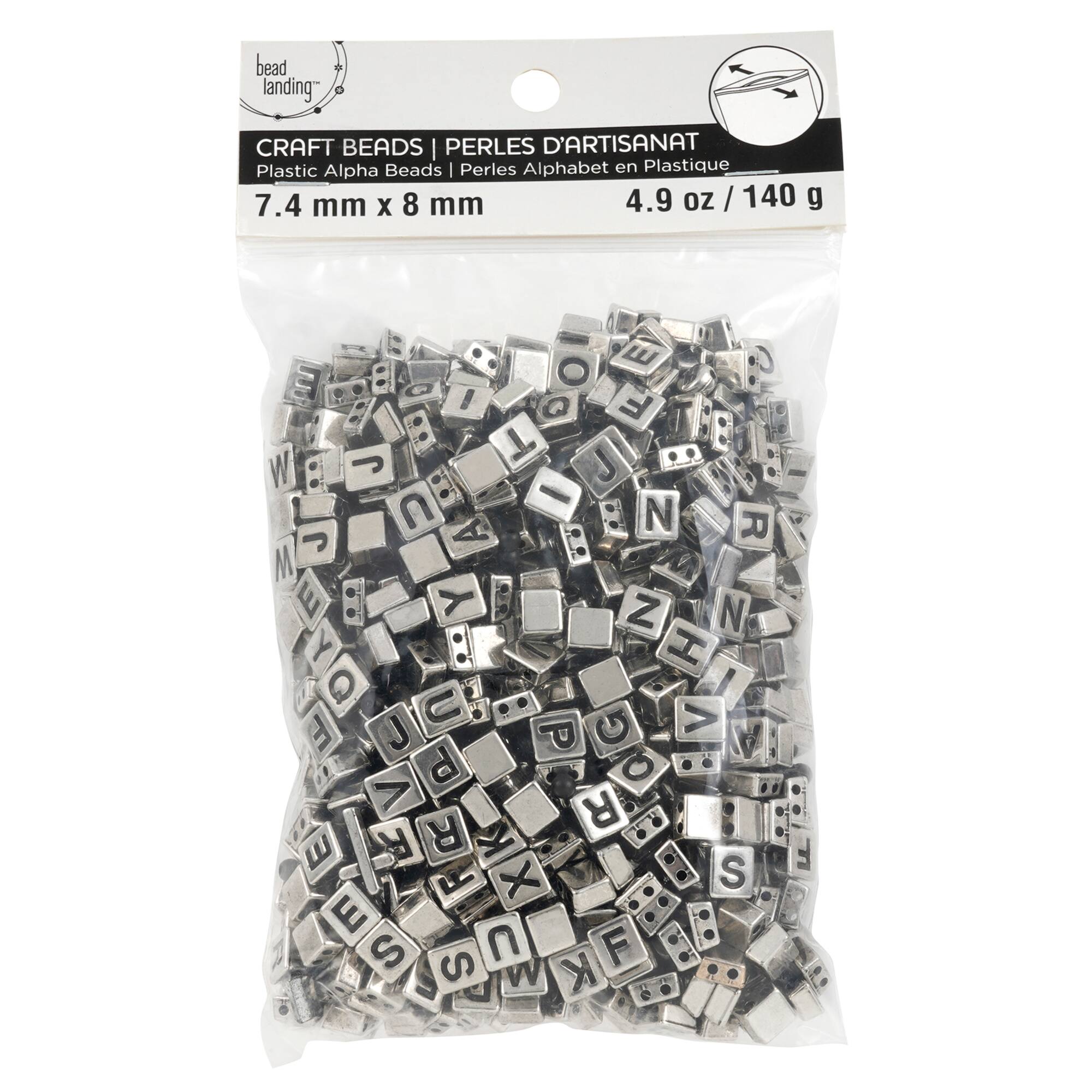 Rhodium Alphabet Plastic Craft Beads, 8mm by Bead Landing™